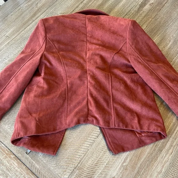 ASTR the Label Faux Suede Moto Jacket crop cropped motorcycle orange brown s - Picture 7 of 7